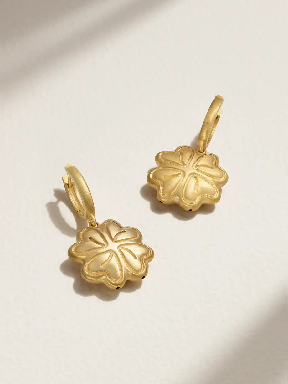 Lauren Rubinski - Four Leaf Clover 14-karat Gold Earrings - One size Cover