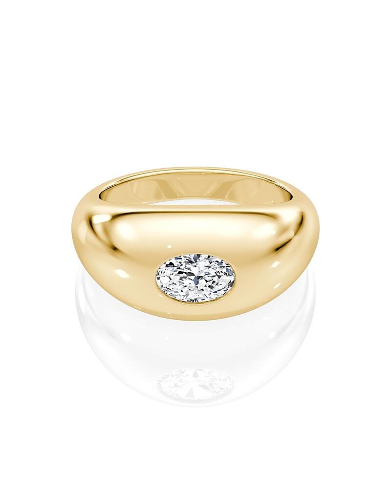 Vrai Dome Band in 14K Yellow Gold, .50ct Oval Lab Grown Diamond Cover