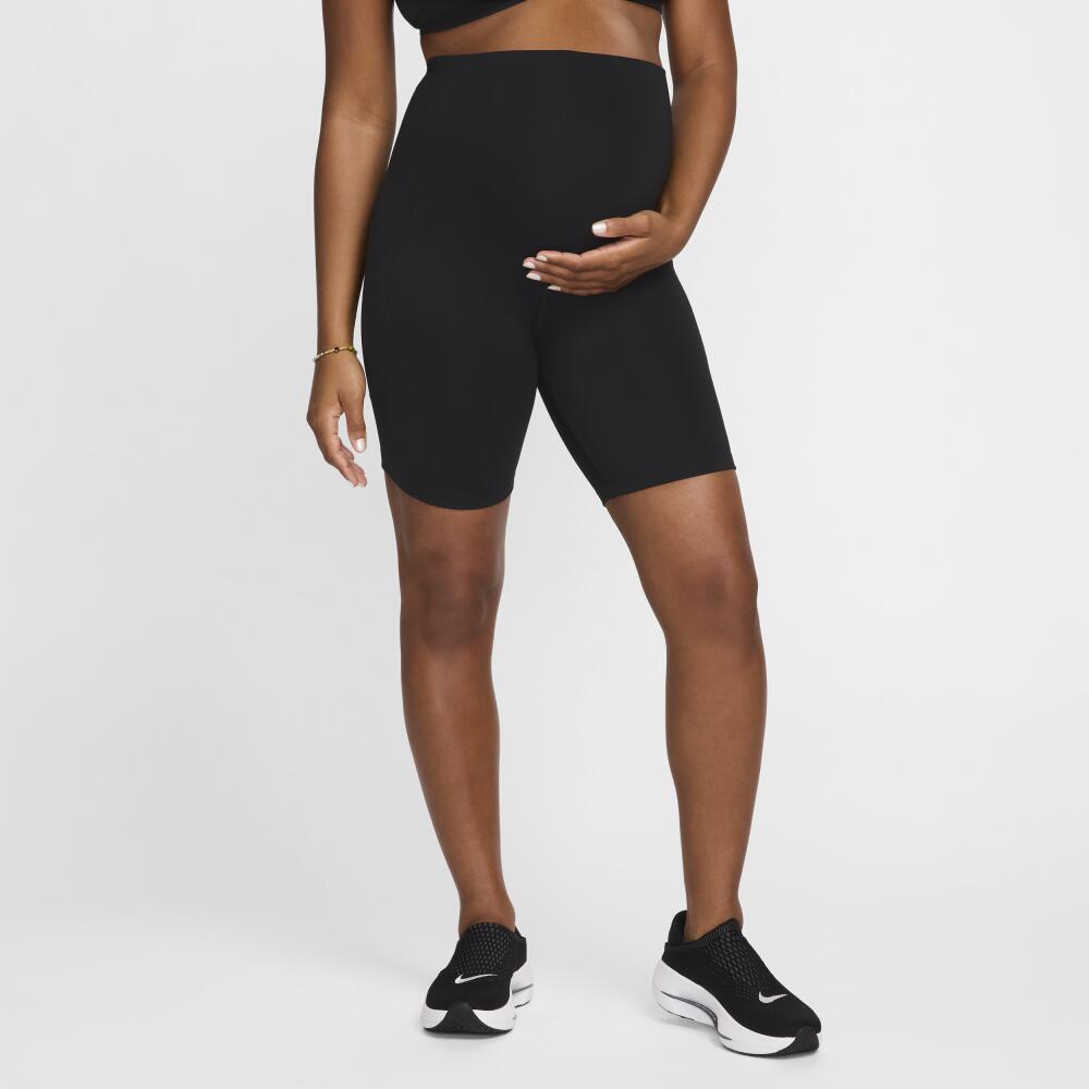 Nike Women's (M) One Dri-FIT High-Waisted 8" Biker Shorts With Pockets (Maternity) in Black Cover