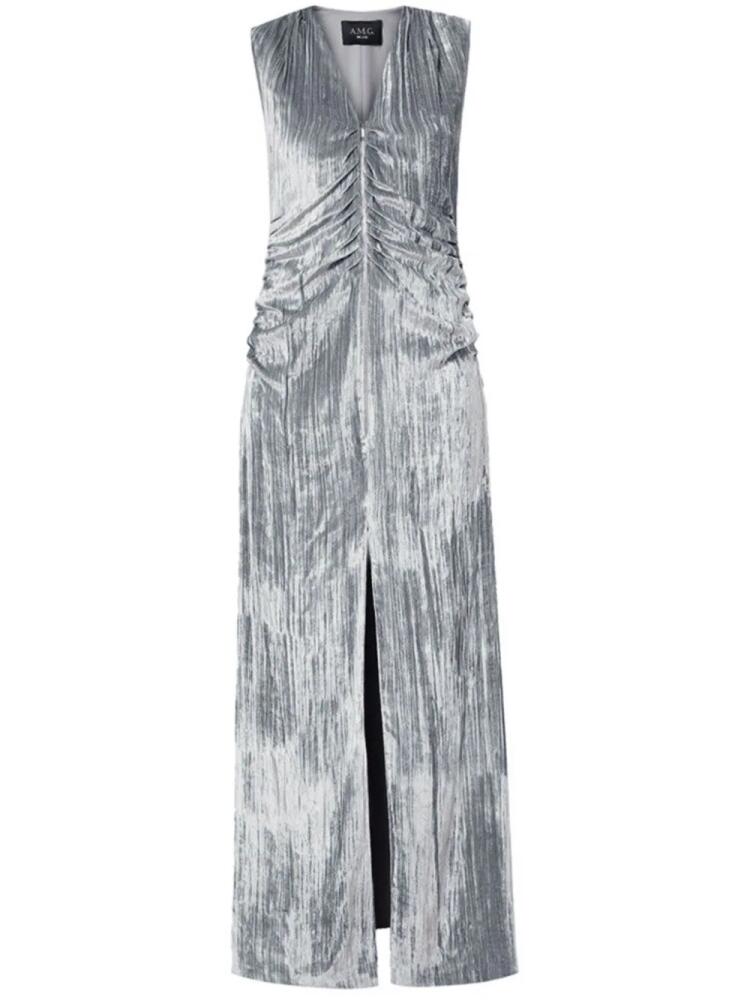 A.M.G. zip-up velvet maxi dress - Grey Cover