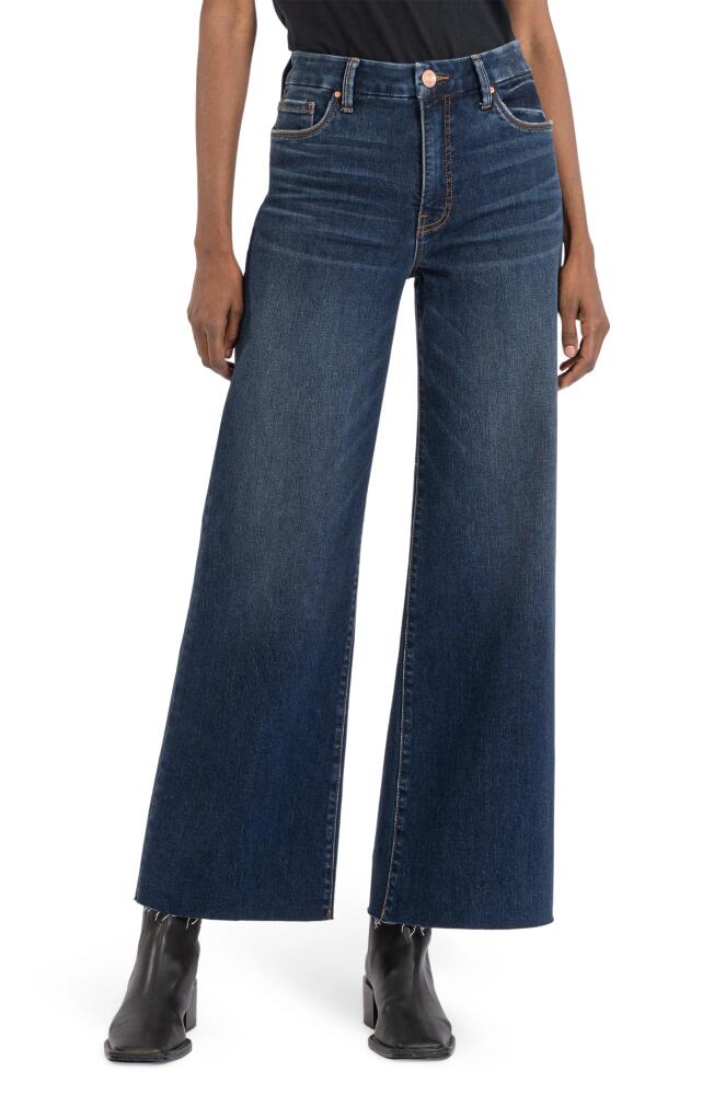 KUT from the Kloth Meg Fab Ab Raw Hem High Waist Ankle Wide Leg Jeans in Exhibited Cover