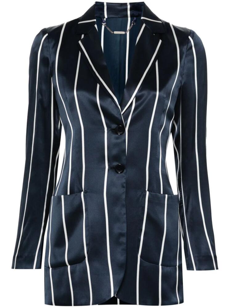 Kiton striped silk blazer - Blue Cover