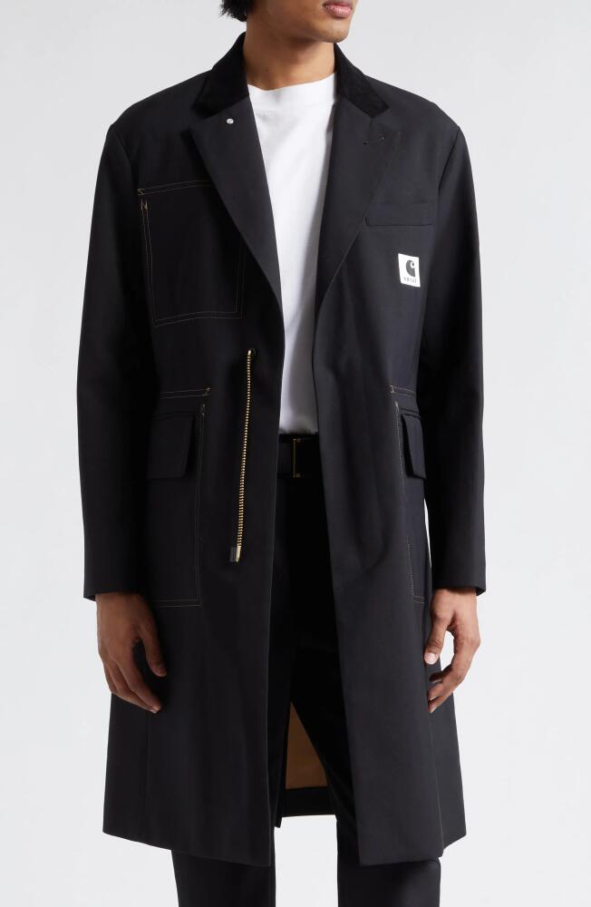 Sacai Carhartt WIP Reversible Coat in Black Cover