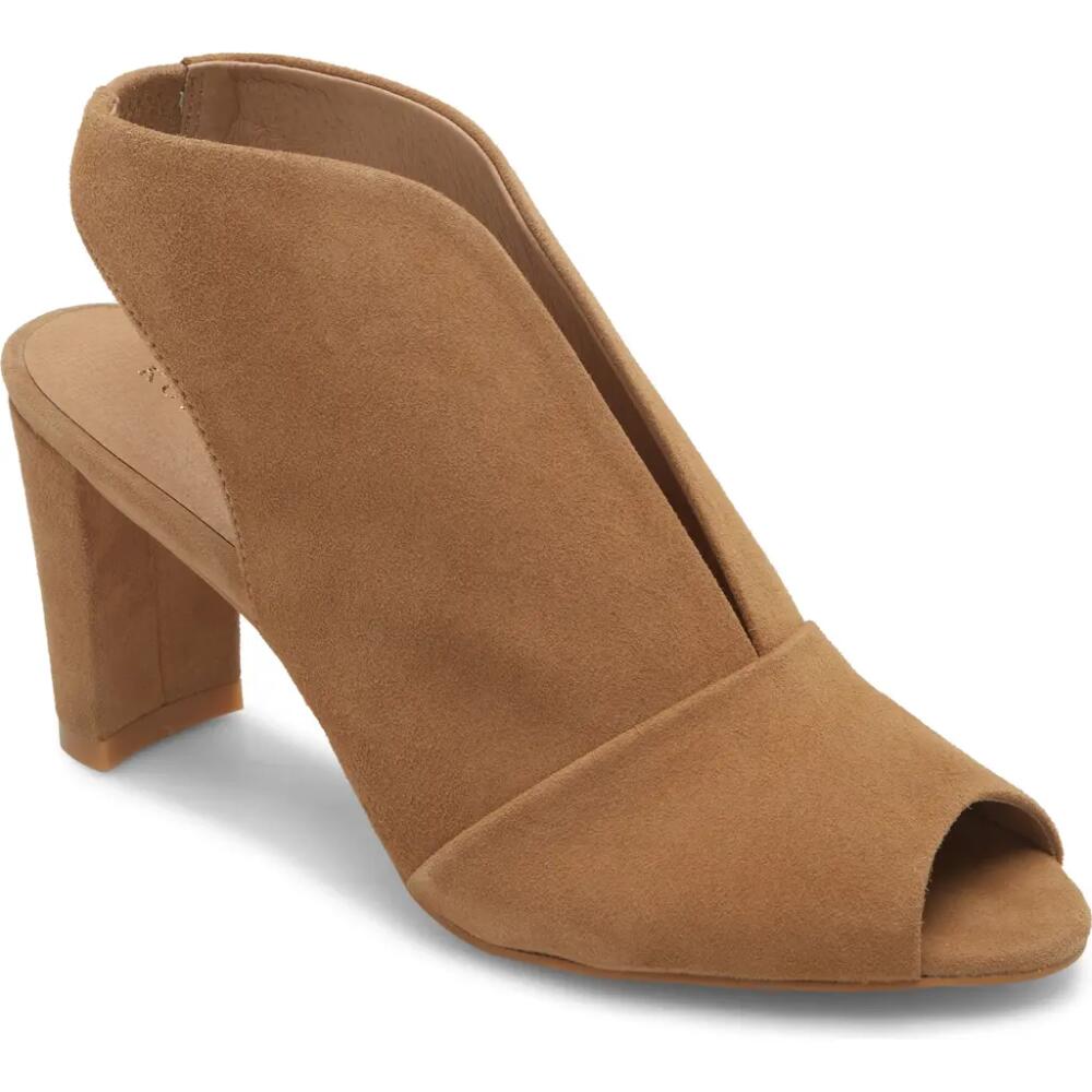 KOKO + PALENKI Pinnacle Ankle Strap Peep Toe Sandal in Latte Suede Cover