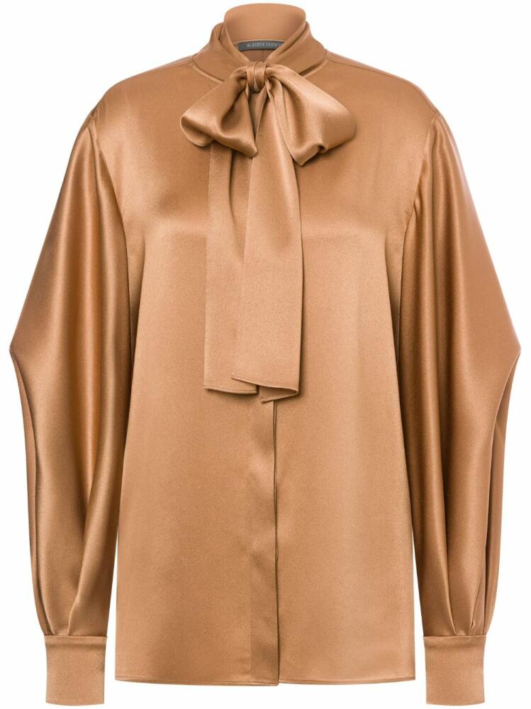 Alberta Ferretti pussy-bow satin blouse - Neutrals Cover