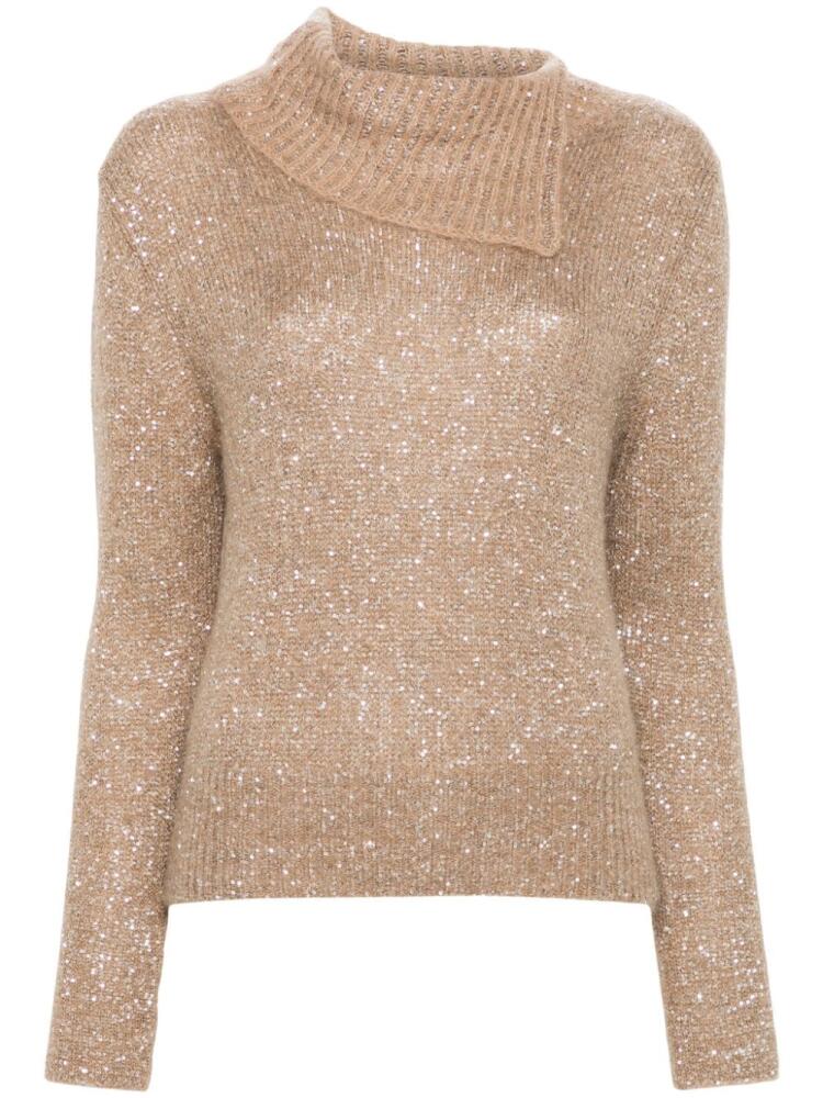 D.Exterior sequin-embellished sweater - Brown Cover