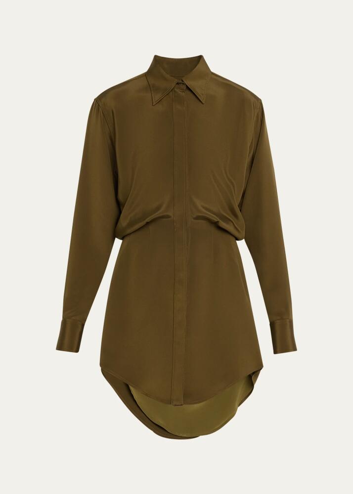 Brandon Maxwell The Vera Button Down Mini Silk Shirtdress Cover