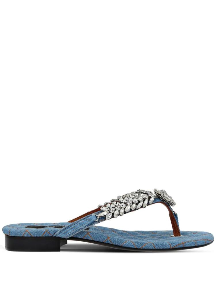 Philipp Plein crystal-embellished denim flip-flops - Blue Cover