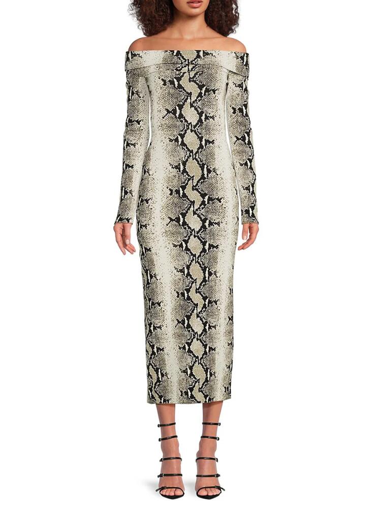 Khaite Women's Vivi Python Print Midi Bodycon Dress - Beige Multi Cover