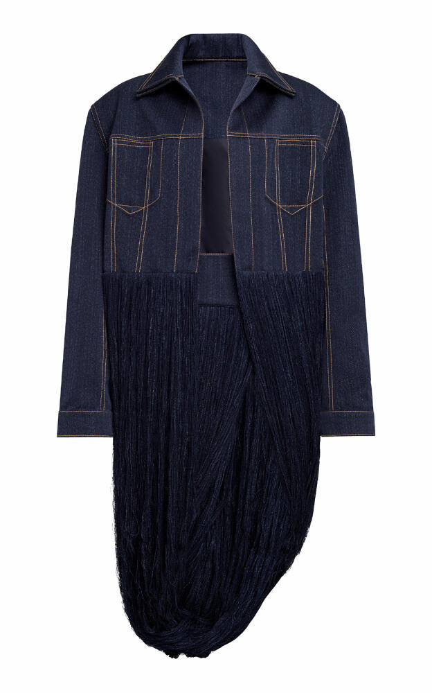 ALAA - Fringed Yarn Knit Wool-Denim Twill Jacket - Dark Wash Cover