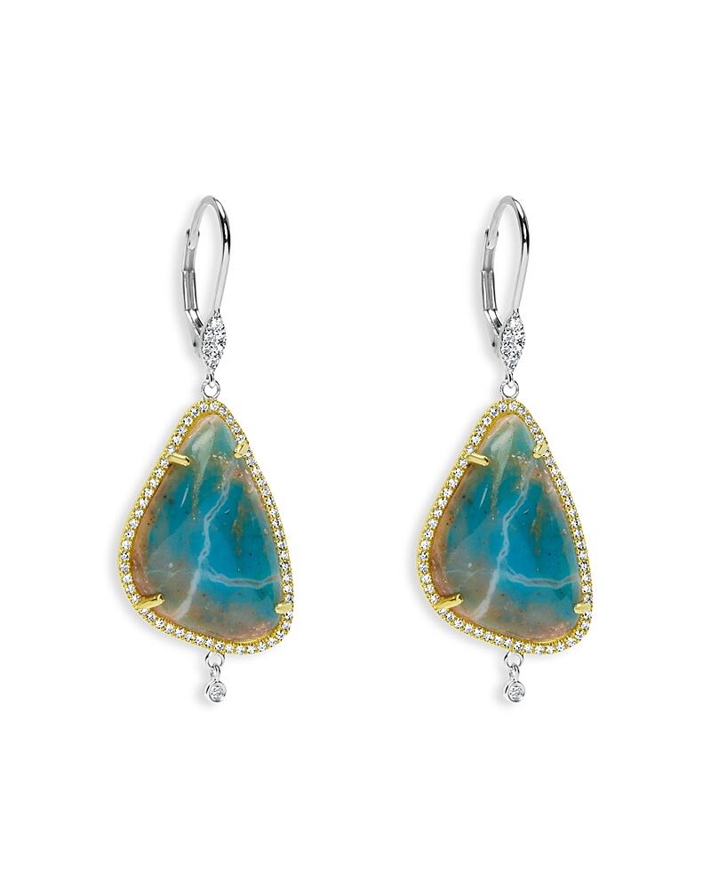 Meira T 14K Yellow & White Gold Chrysocolla & Diamond Statement Drop Earrings Cover