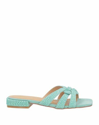 Alma En Pena. Woman Sandals Turquoise Leather Cover