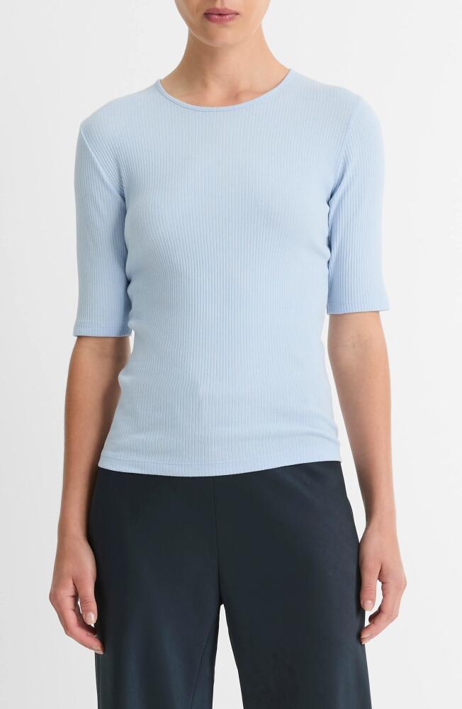 Vince Short Sleeve Cotton Rib Sweater in Porcelain Blue Cover