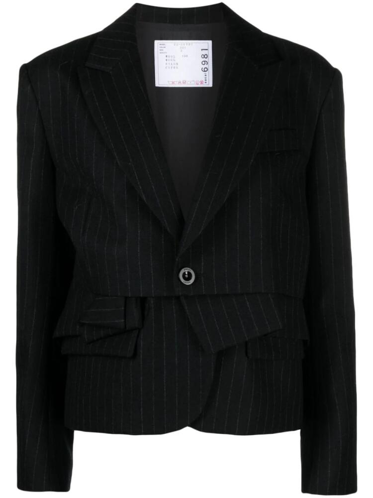 sacai Chalk pinstriped wool blazer - Black Cover