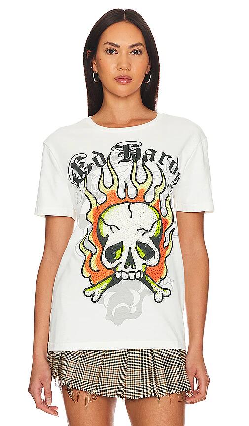 Ed Hardy Flame Skull Tee in Cream Cover