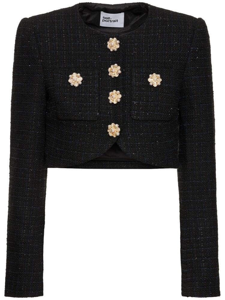 SELF-PORTRAIT Bouclé Crop Jacket Cover