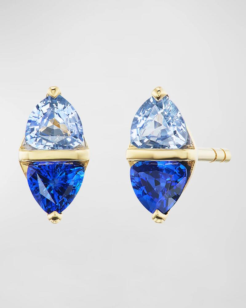 Emily P. Wheeler Diamond Stud Earrings in 18K Yellow Gold and Blue Sapphires Cover