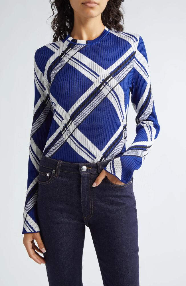 burberry Jacquard Check Silk Rib Sweater in Knight Ip Check Cover