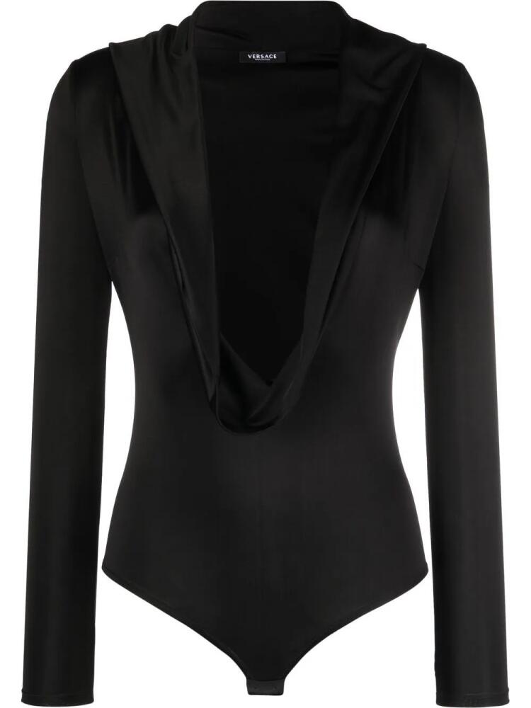 Versace cowl-neck long-sleeved bodysuit - Black Cover