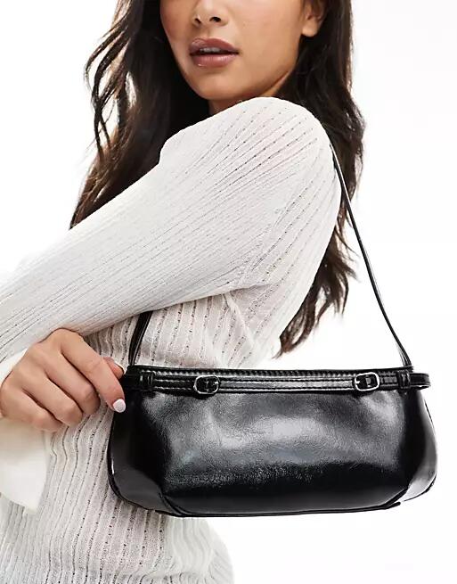 ASOS DESIGN shoulder bag with buckle detail in black Cover