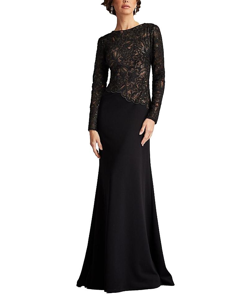 Tadashi Shoji Shika Embroidered Crepe Gown Cover