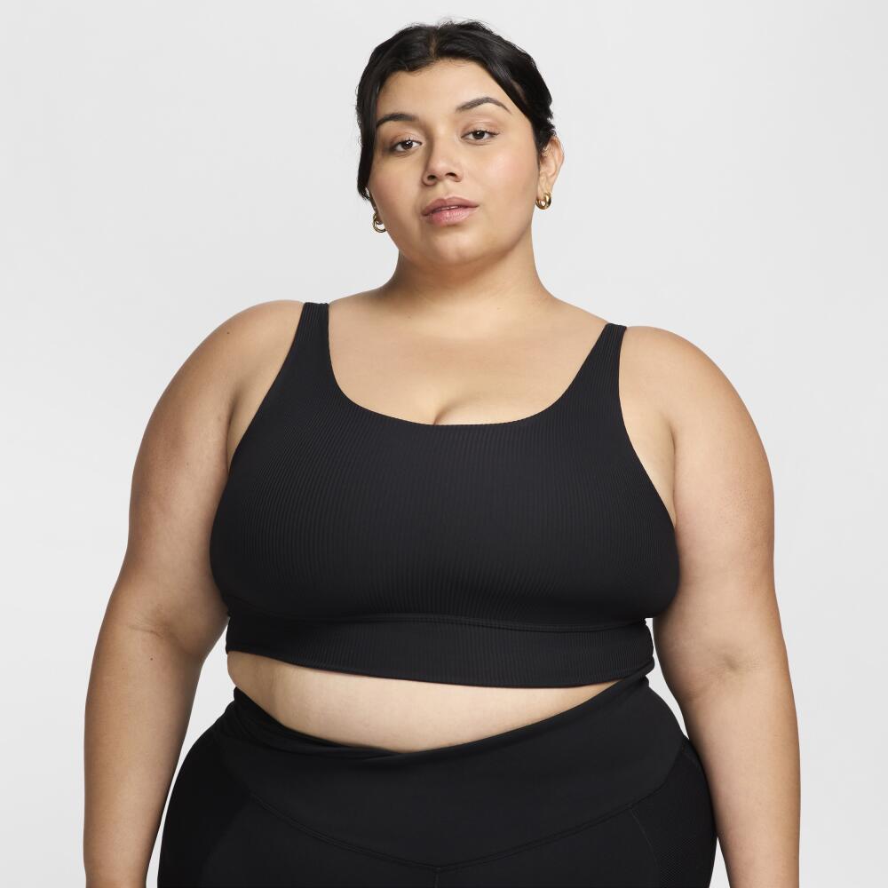 Nike Women's Zenvy Rib Light-Support Non-Padded Longline Sports Bra (Plus Size) in Black Cover