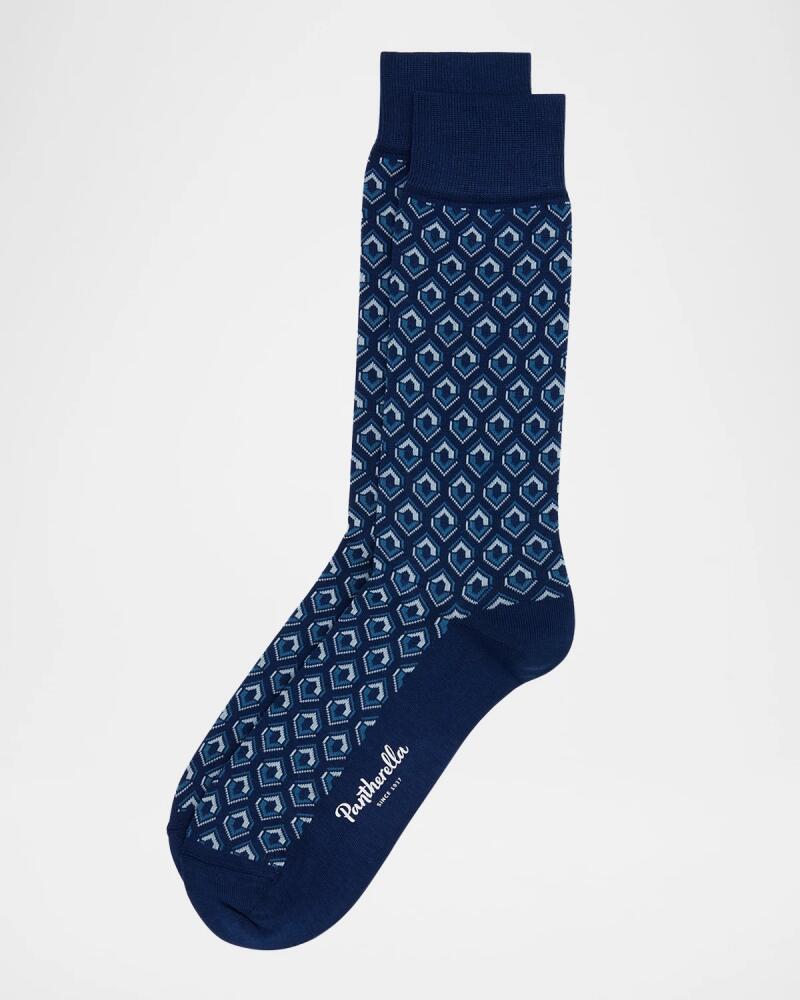 Pantherella Men's Beckford Geometric Crew Socks Cover