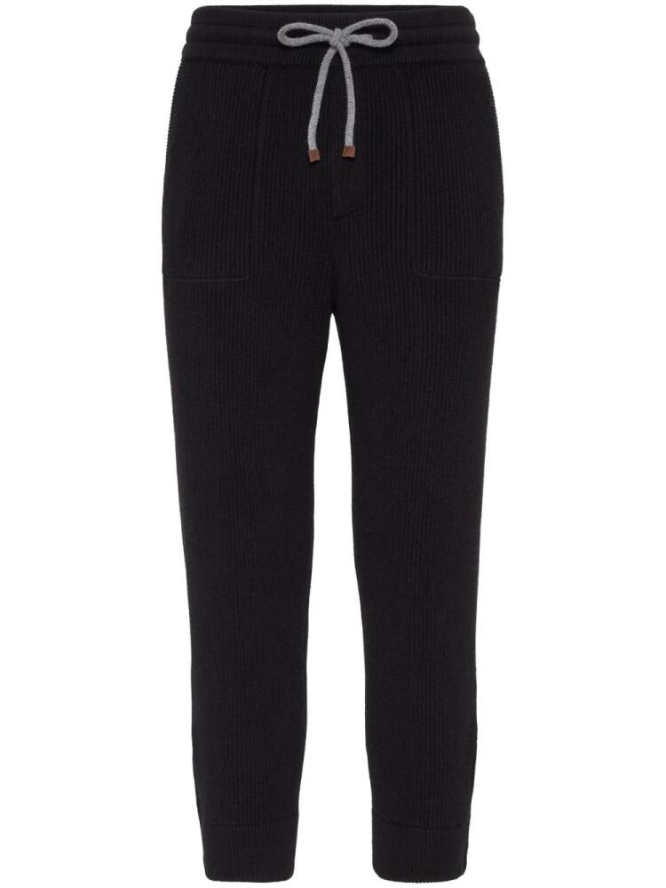 Brunello Cucinelli ribbed cashmere track pants - Black Cover