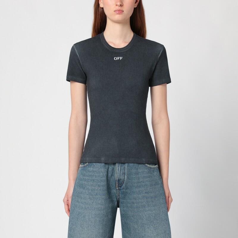 Off-White™ Black washed ribbed T-shirt Cover