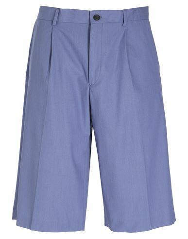 8 By Yoox Cotton Pleated Wide Long Shorts Man Shorts & Bermuda Shorts Slate blue Cotton Cover