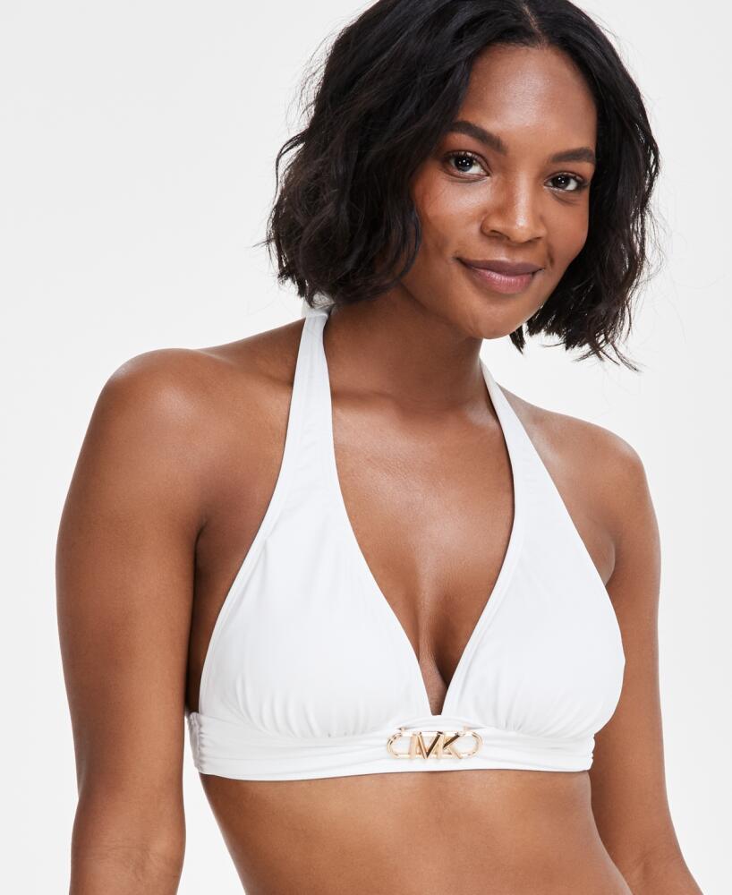 Michael Michael Kors Women's Halter Bikini Top - White Cover