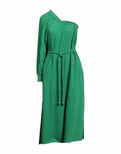 Xírena Woman Midi dress Light green Cotton Cover