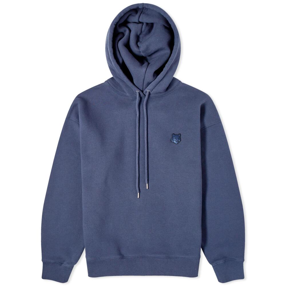 Maison Kitsuné Women's Bold Fox Head Patch Comfort Hoodie in Ink Blue Cover