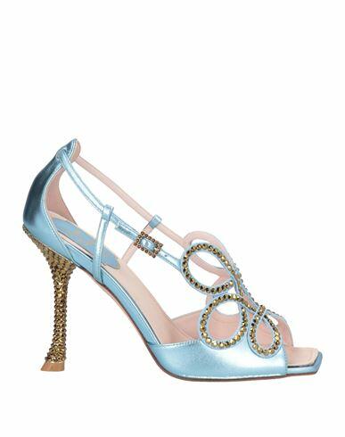 Roger Vivier Woman Sandals Pastel blue Leather Cover