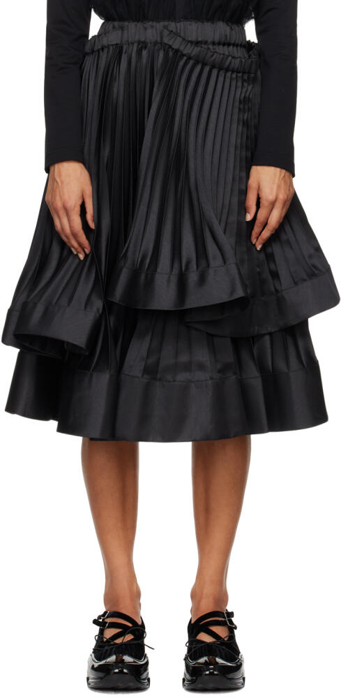 Noir Kei Ninomiya Black Pleated Midi Skirt Cover