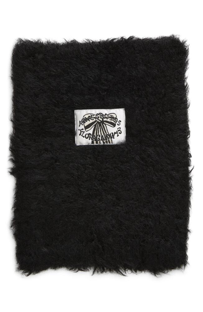 Acne Studios Kalpafa Logo Patch Faux Fur Beanie in Black Cover