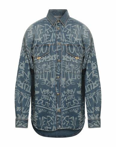 Versace Jeans Couture Man Denim outerwear Blue Cotton, Elastane Cover