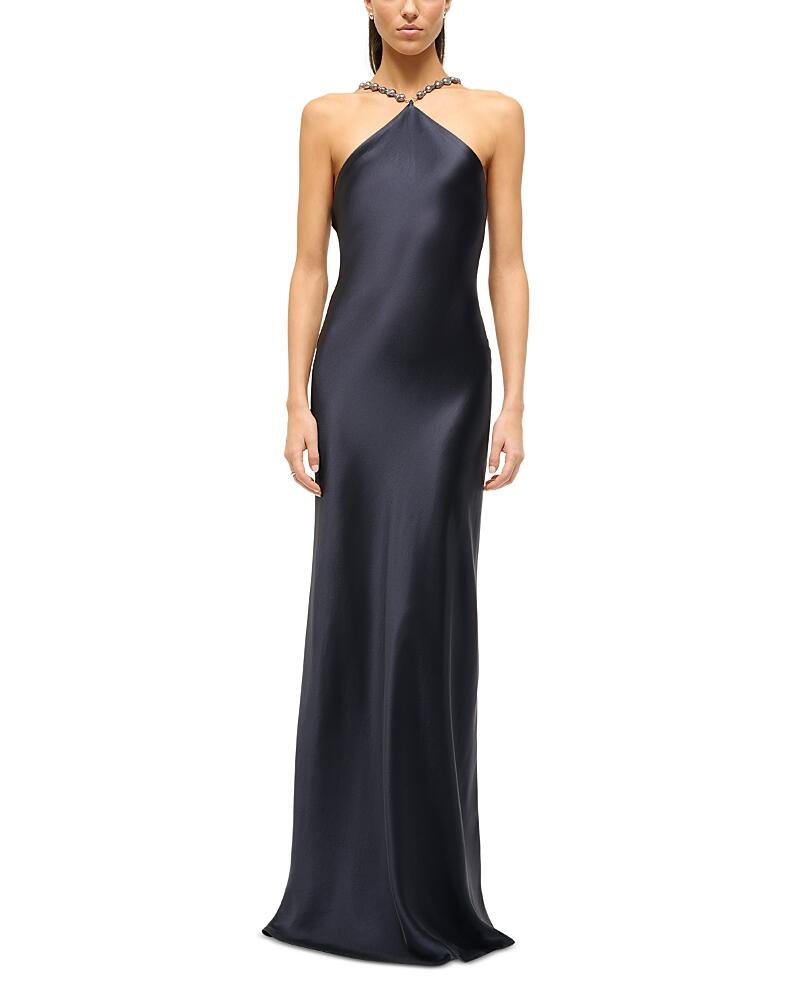 Staud Cadence Beaded Strap Satin Gown Cover