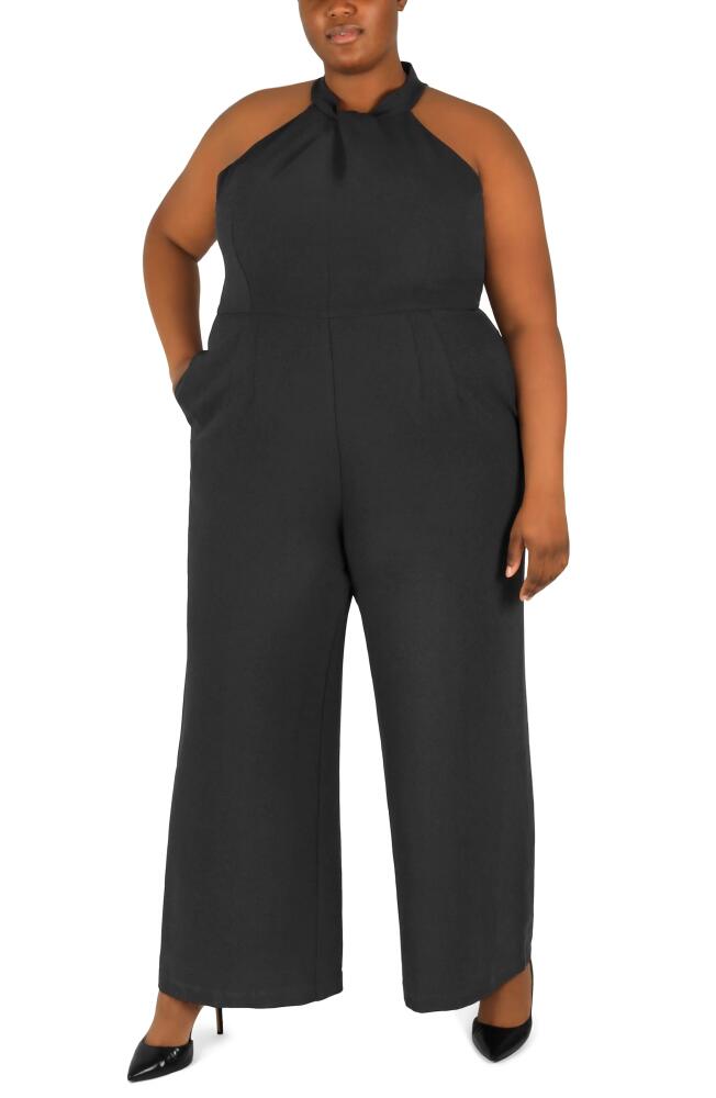 Julia Jordan Sleeveless Twisted Halter Wide Leg Jumpsuit in Black Cover