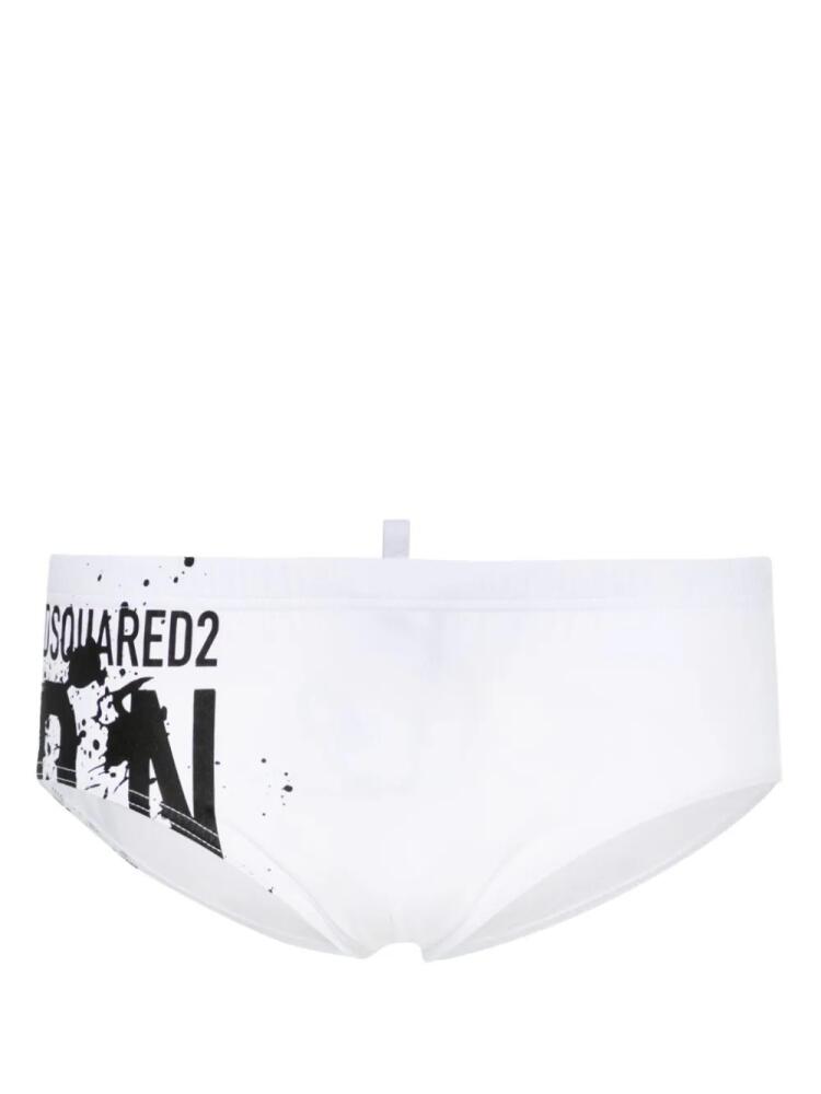 DSQUARED2 logo-print swim trunks - White Cover