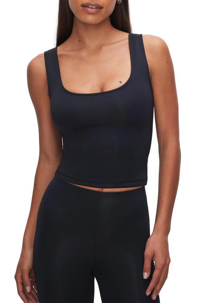 Good American Scuba Scoop Neck Crop Tank in Black001 Cover