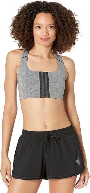 adidas Training Medium Support Better 3-Stripes Bra (Dark Grey Heather) Women's Lingerie Cover