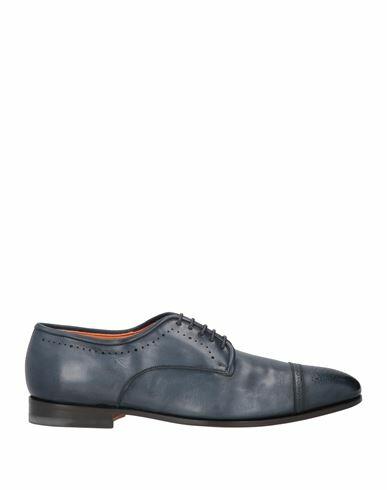 Santoni Man Lace-up shoes Slate blue Leather Cover