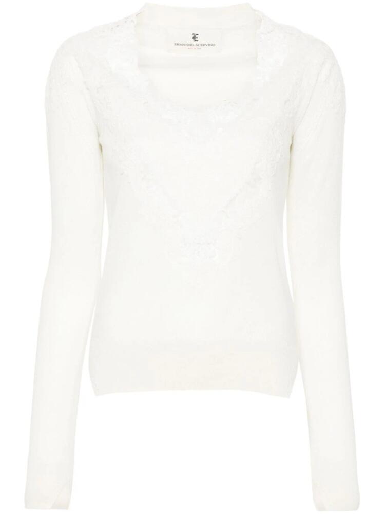 Ermanno Scervino lace-panel sweater - Neutrals Cover