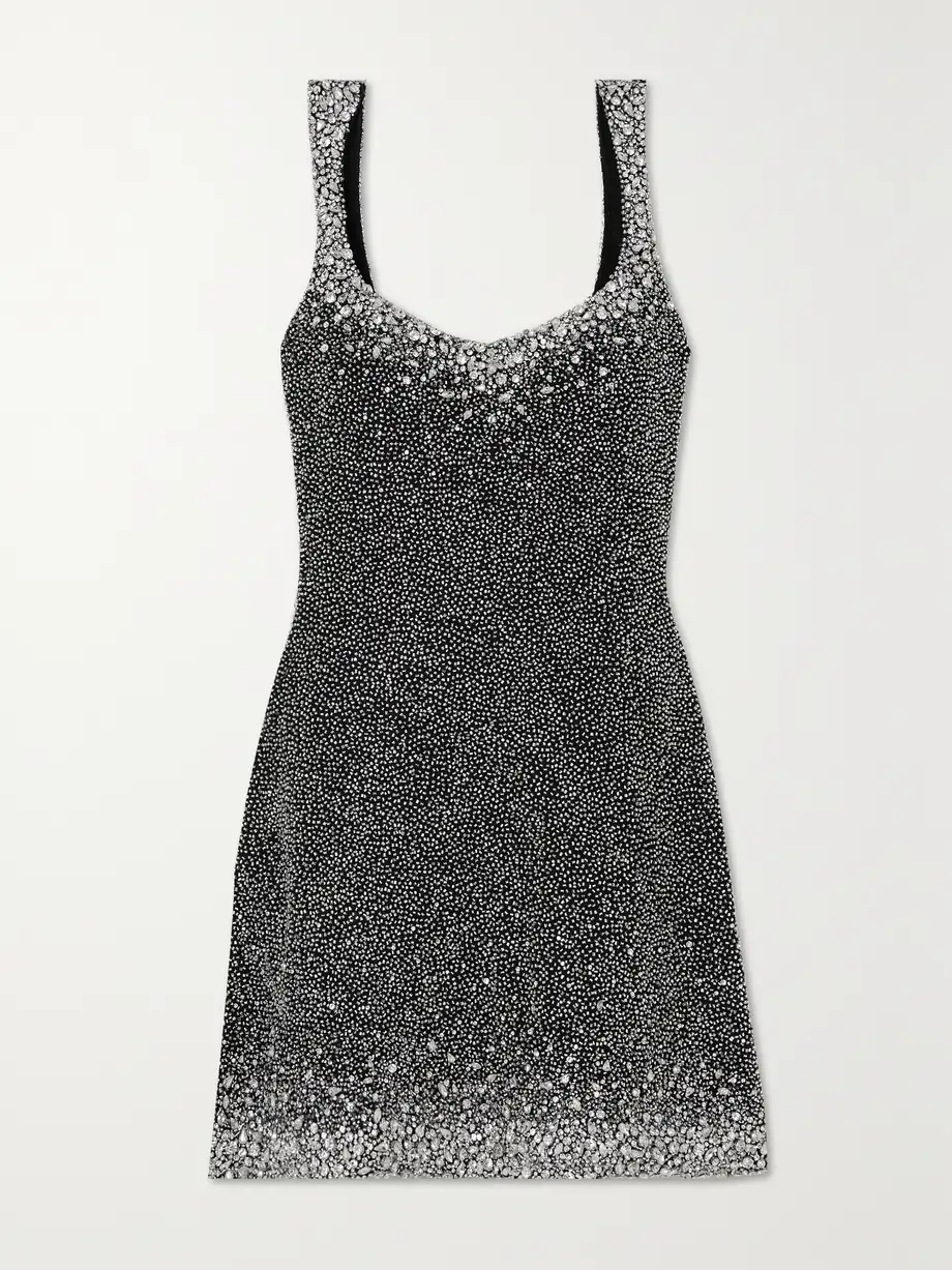 Clio Peppiatt - Embellished Stretch-mesh Mini Dress - Silver Cover