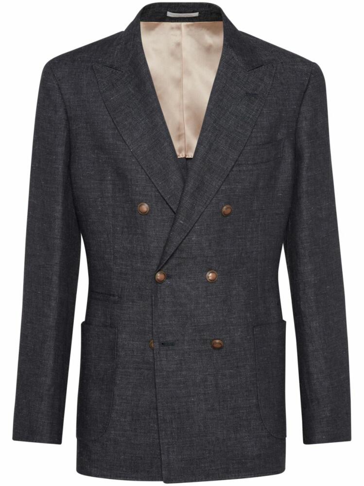 Brunello Cucinelli double-breasted linen blazer - Black Cover