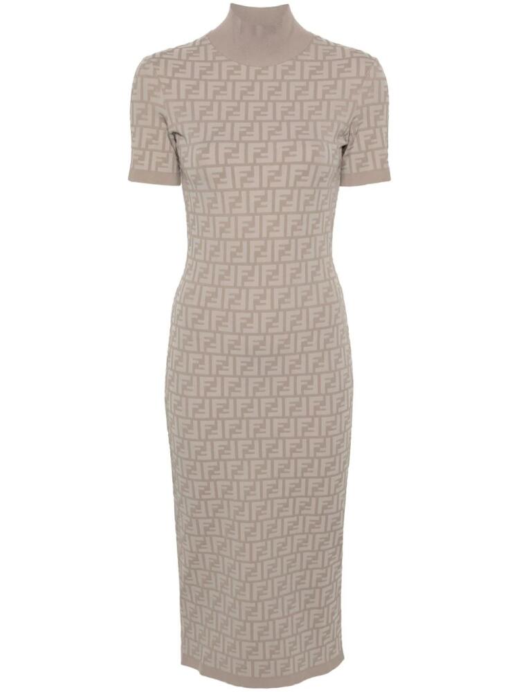 FENDI FF-jacquard midi dress - Brown Cover