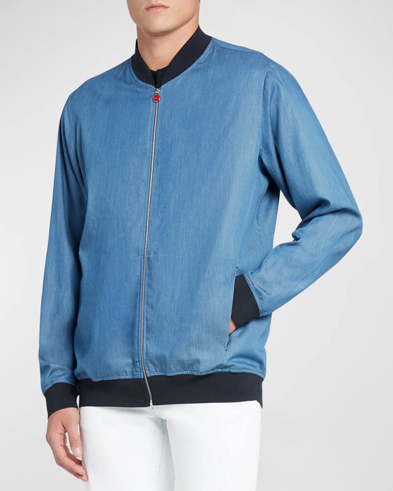 Kiton Men's Blouson Chambray Bomber Jacket Cover