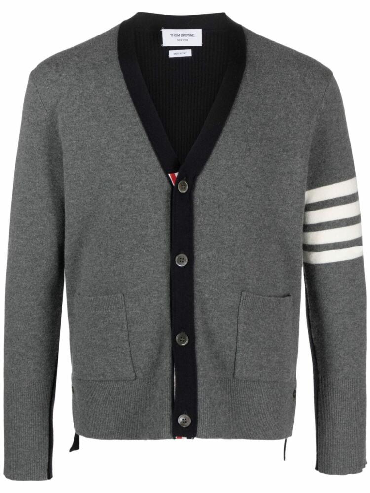 Thom Browne 4-Bar Stripes intarsia-knit cardigan - Grey Cover