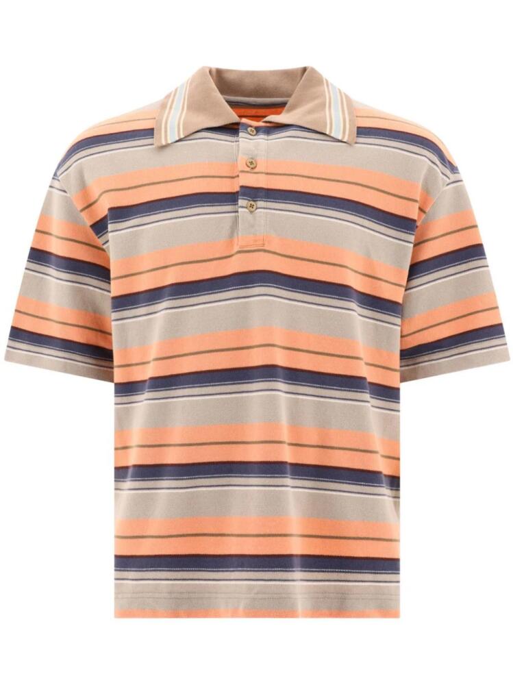 KAPITAL striped short-buttoned polo shirt - Neutrals Cover